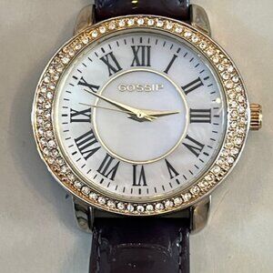 GOSSIP | Gold Accents Women's Watch Blue Patent Leather Band-NEW Battery